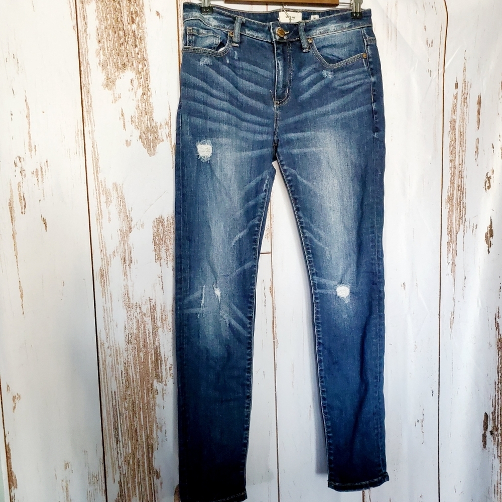 Darkwash midrise skinny jeans